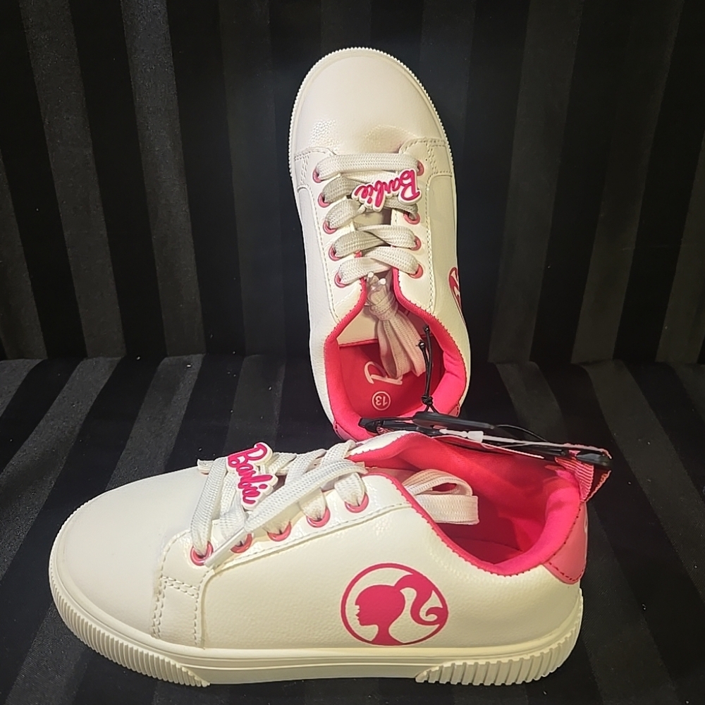 Dirt On Lace Barbie Mattel Girl US 13 Low Top Court Pink White Lace Up Sneakers
